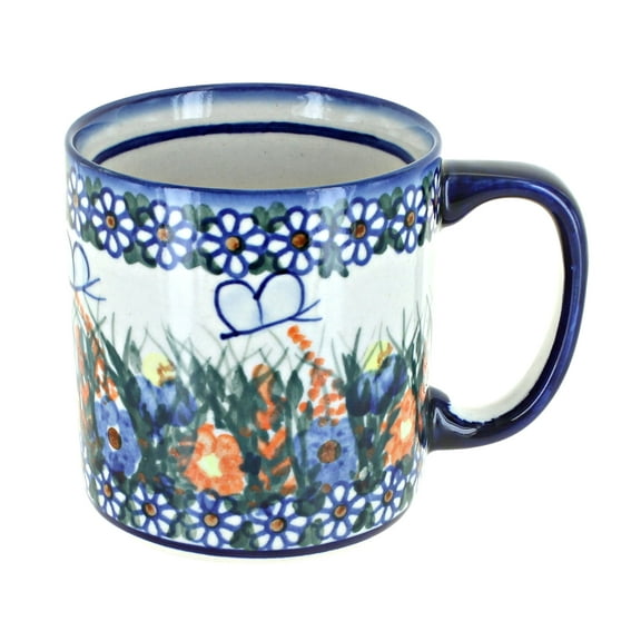 Blue Rose Polish Pottery Spring Butterfly Coffee Mug