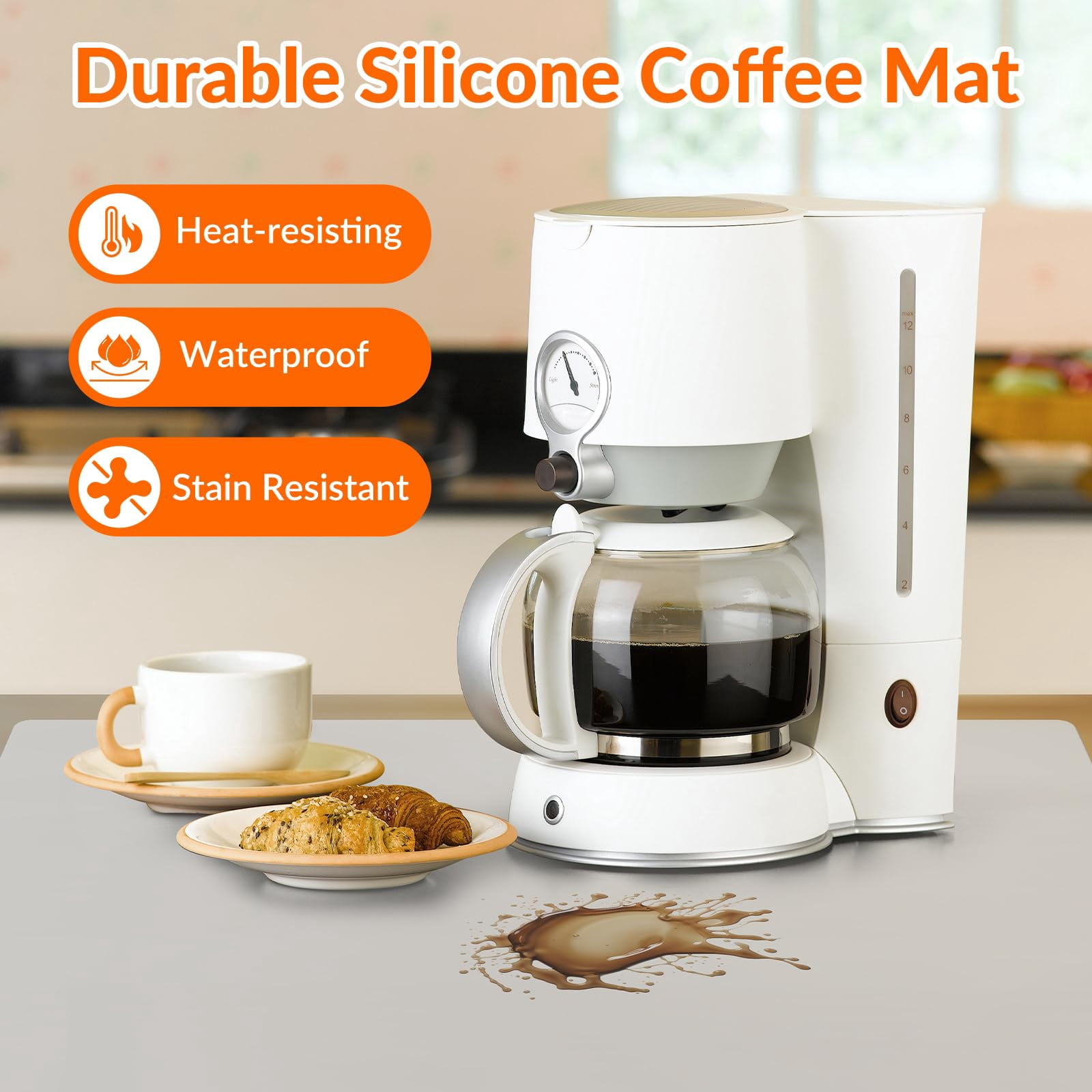 Goldeer Silicone Mats for Kitchen Counter Heat Resistant Table Mat for Air Fryer Silicone Countertop Protector Nonskid Desk Saver Safe