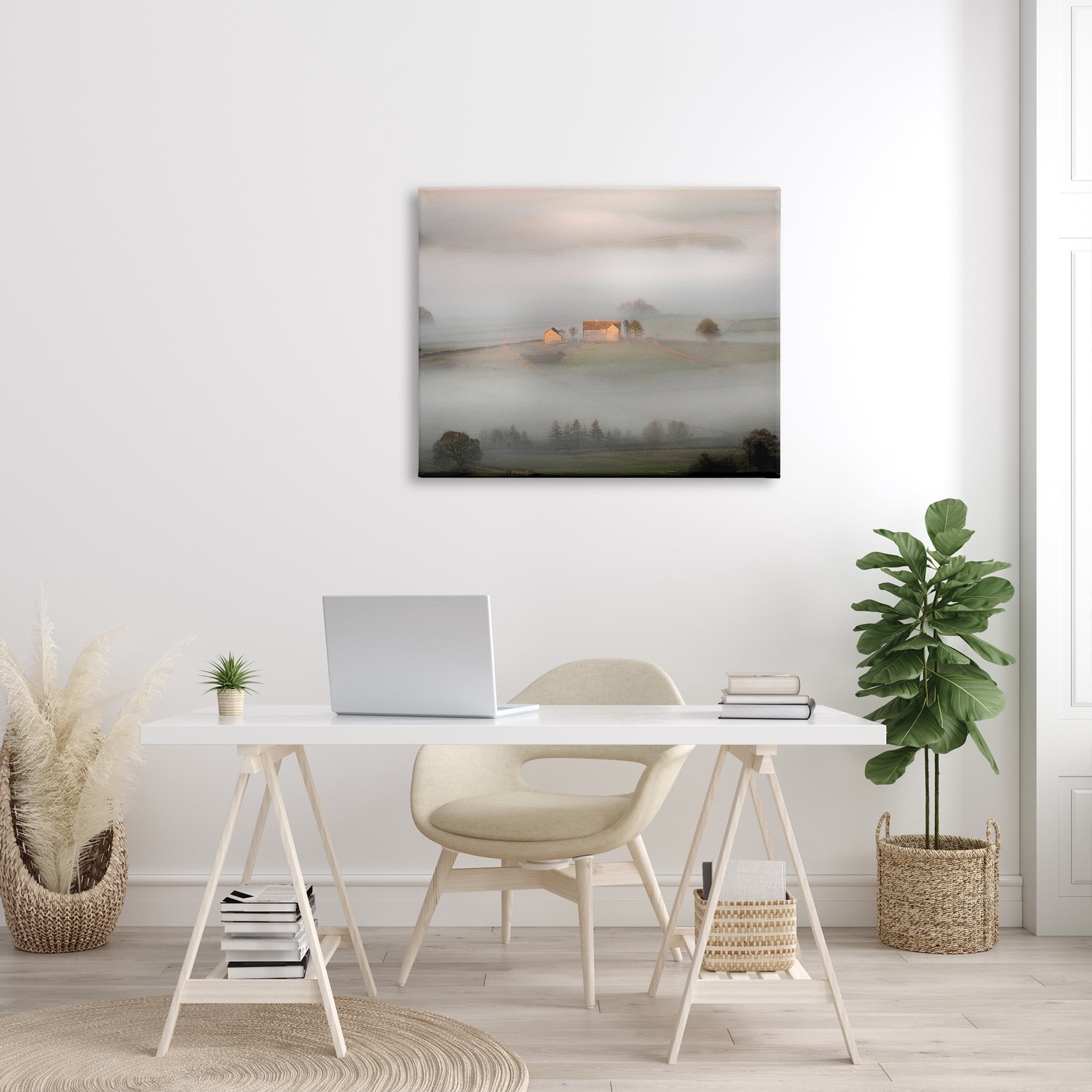 Stupell Industries Lone Misty Cottage Rural Fields Thick Fog Photograph Gallery Wrapped Canvas Print Wall Art, Design by James Dobson
