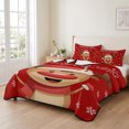 thumbnail image 2 of Twin Quilt Set 68''x86'', Merry Christmas Lightweight Summer Bedspread Coverlet Set with 2 Pillow Shams, Red Winter Xmas Cartoon Deer Snowflake Breathable All Season Quilt Bedding for Dorm/Bedroom, 2 of 9
