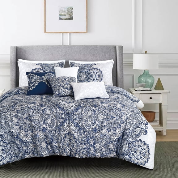 EvJK 7-Piece Comforter Set Plush Polyester, Plush & Cozy, Reversible, Decorative Bedding Set King