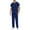 Dark Blue, variant on Busydd Scrubs for Men Set Short Sleeve V Neck Slit Scrubs Tops Elastic Waist Multi Pockets Jogger Scrub Pants for Man Casual Solid Color Work Scrubs Sets