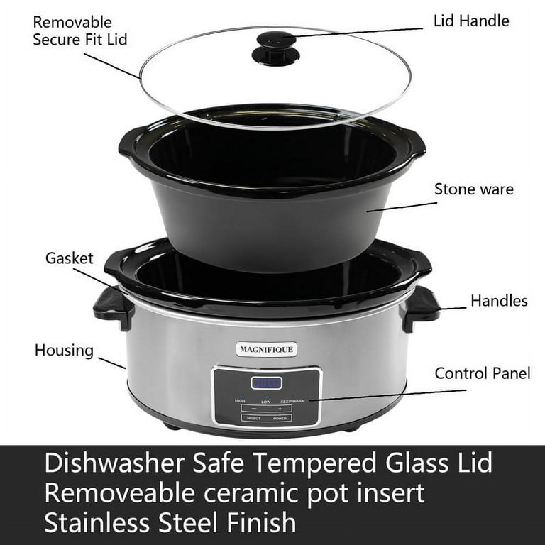 Magnifique 6-Quart Digital Programmable Slow Cooker with Timer, Stainless  Silver 