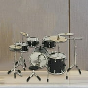 8 Pieces Mini Drum Set Photography Props Miniature Drum Instrument Model for Music Room , Black