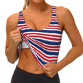 thumbnail image 3 of Pofeuu USA Colors Stripes Print Sports Bra for Women Sexy Vest Yoga Running Gym Fitness Crop Bras Tops-Small, 3 of 8