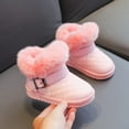 thumbnail image 5 of Lovzfmll Boys Girls Snow Boots, Furry Fleece Lined Warm Winter Boots, Belt Buckle Flat Heel Soft Ankle Booties Outdoor Shoes for Toddler 12-15 Months, Pink, 5 of 8