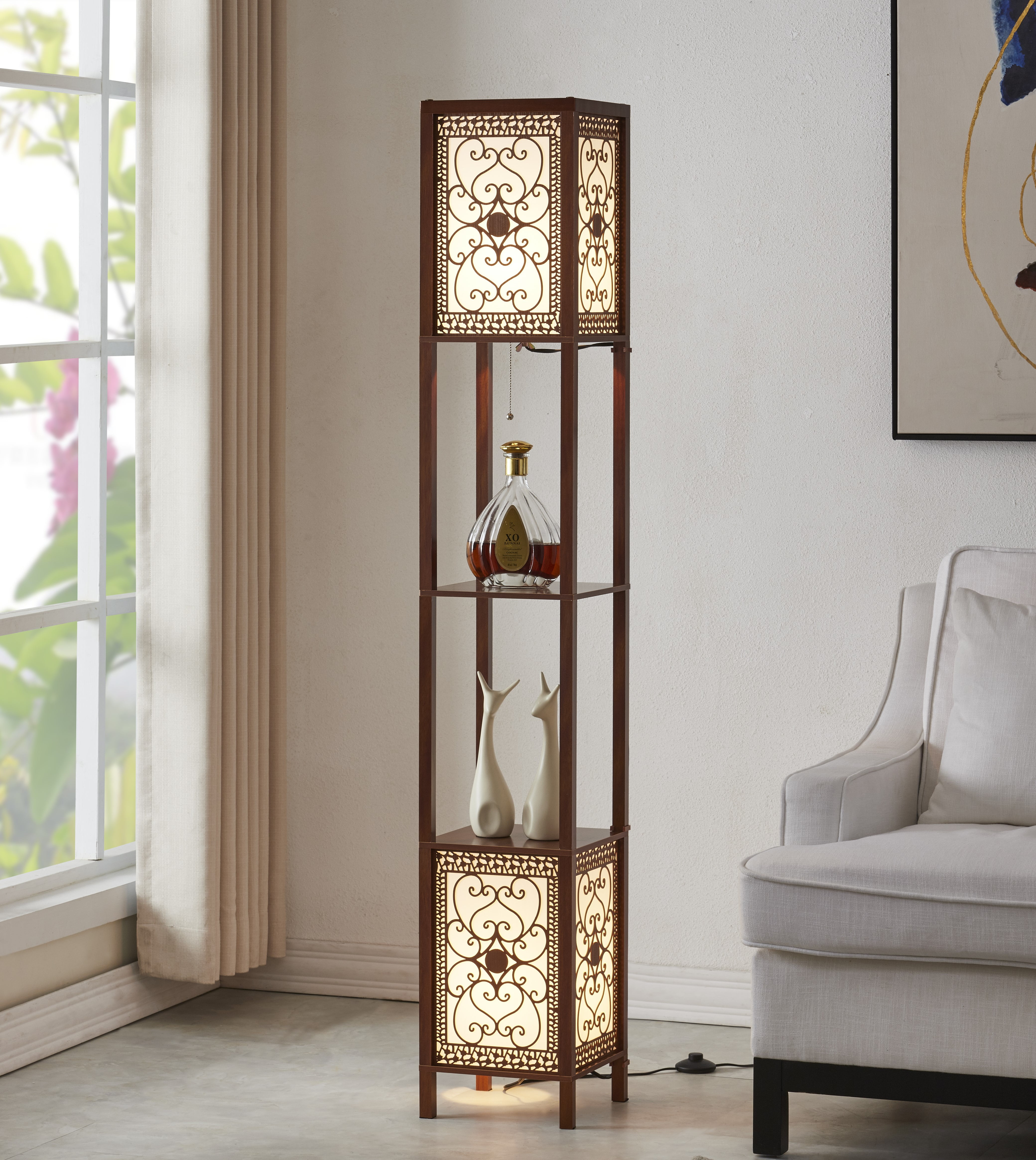 Copper Grove  Arans Infinity Heart Shelf 64-inch Espresso Floor Lamp walnut Brown