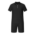 thumbnail image 3 of Rciityk Mens 2 Piece Zip Tracksuit Short Sleeve Shirt and Shorts Sets Summer Outfits Casual Solid Turndown Zip Pullover Sports Short Sleeve Suit, 3 of 4