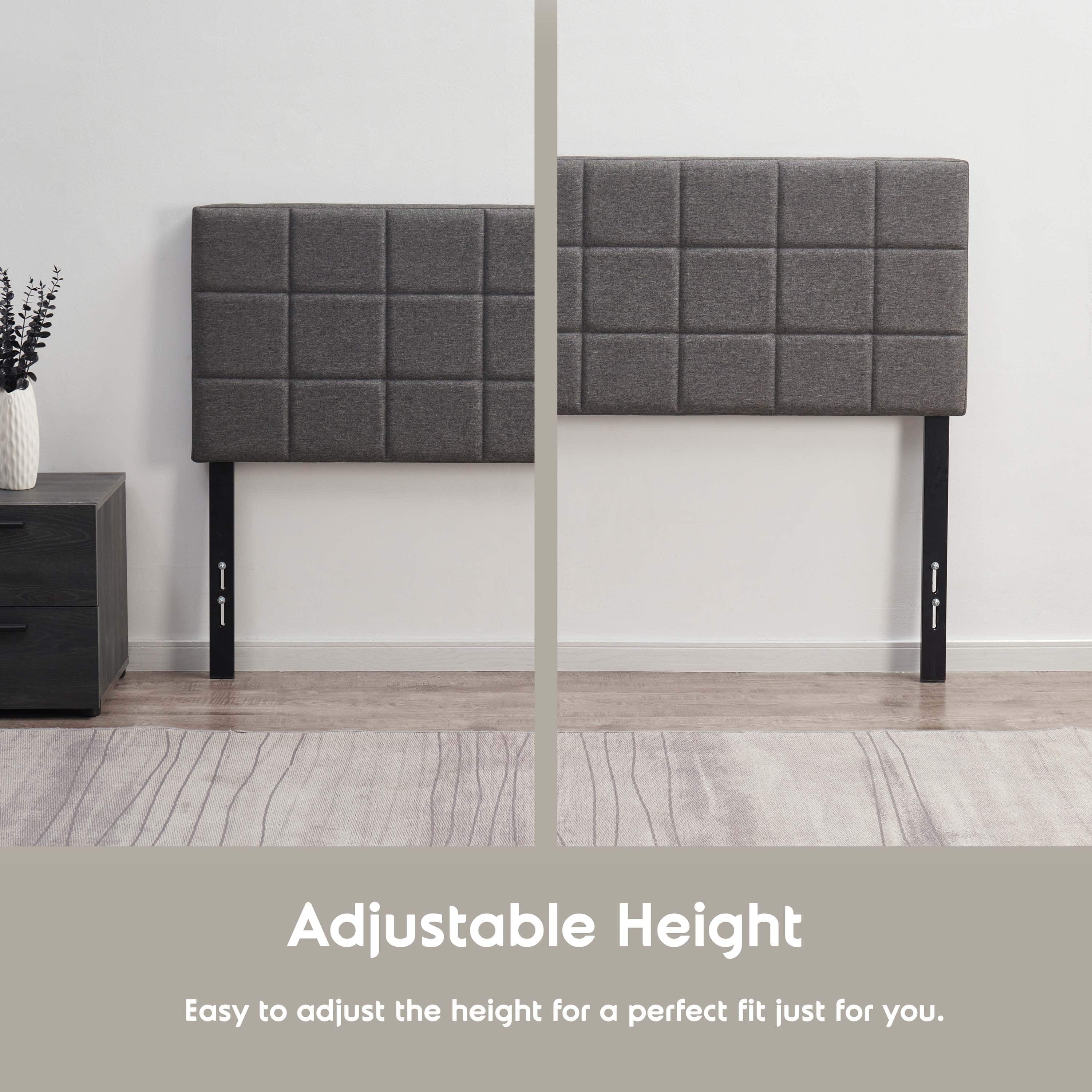 LammaLoe Square Tufted Upholstered King Headboard with Adjustable Height, Grey, King