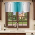 thumbnail image 6 of Turquoise Gray Ombre Curtain Valances for Windows, Kitchen Valance Window Treatments Panel 2 Pack, Farmhouse Teal Gradient Modern Art Rod Pocket Short Curtains for Bathroom Bedroom 54 x 18 Inch, 6 of 8
