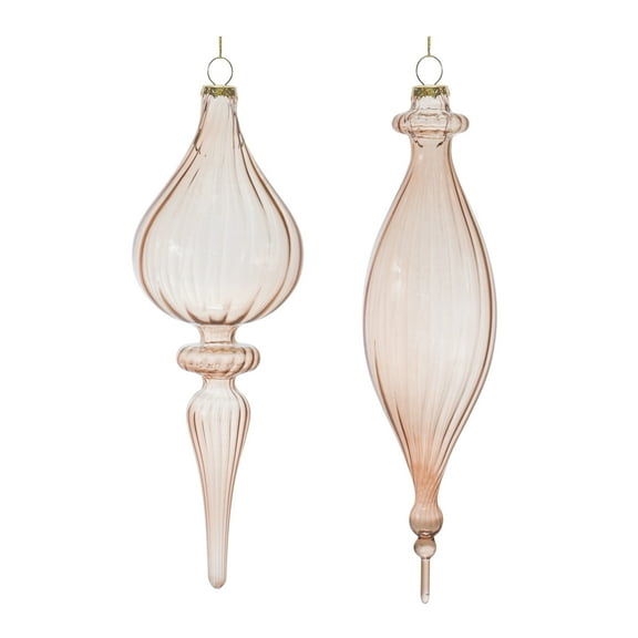 Melrose Ribbed Glass Finial Ornament Set of 6