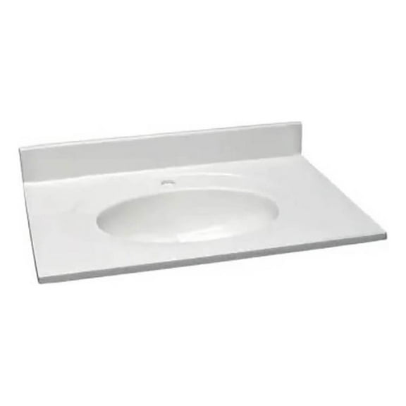 Bowery Hill 31x22" Cultured Marble Single Bowl Vanity Top in Solid White