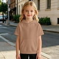 thumbnail image 6 of Bysome Boys Hoodies Solid Color Short Sleeve Hooded Tees Autumn Thermal Boys Sweatshirts Size 9-10 Years Khaki, 6 of 6