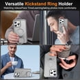 thumbnail image 6 of Magnetic for iPhone 15 Pro Case with Stand [ Grade Drop Tested][Compatible with Magnet] Ring Translucent Slim Hard Back Soft Edge, Grey, 6 of 14