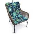 thumbnail image 3 of Jordan Manufacturing 38" x 21" Fanfare Capri Blue Floral Rectangular Outdoor Wrought Iron Chair Cushion with Ties and Hanger Loop, 3 of 12