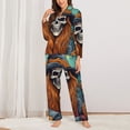thumbnail image 6 of Rateoe Cartoon Pumpkin Skull Pattern Womens Pajamas Set Long Sleeve Sleepwear Button Down Nightwear Soft Cotton Pj Lounge Sets, 6 of 9