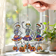 thumbnail image 2 of Lotusprinthandmade Funny Skeleton with Pumpkin Halloween Custom Shape Star Hologram Ornament 8in, halloween themed skeleton ornament, 2 of 4