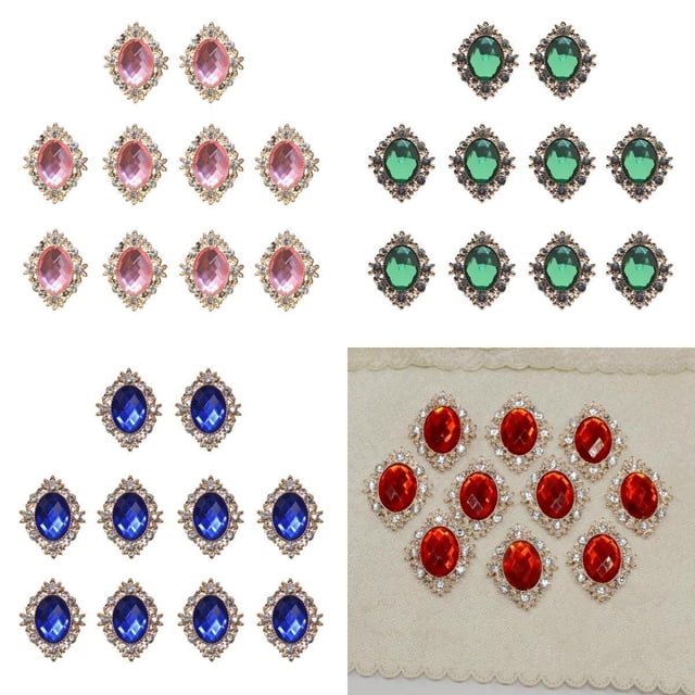 40 piezas de botón de cristal trasera plana decoración artesanal