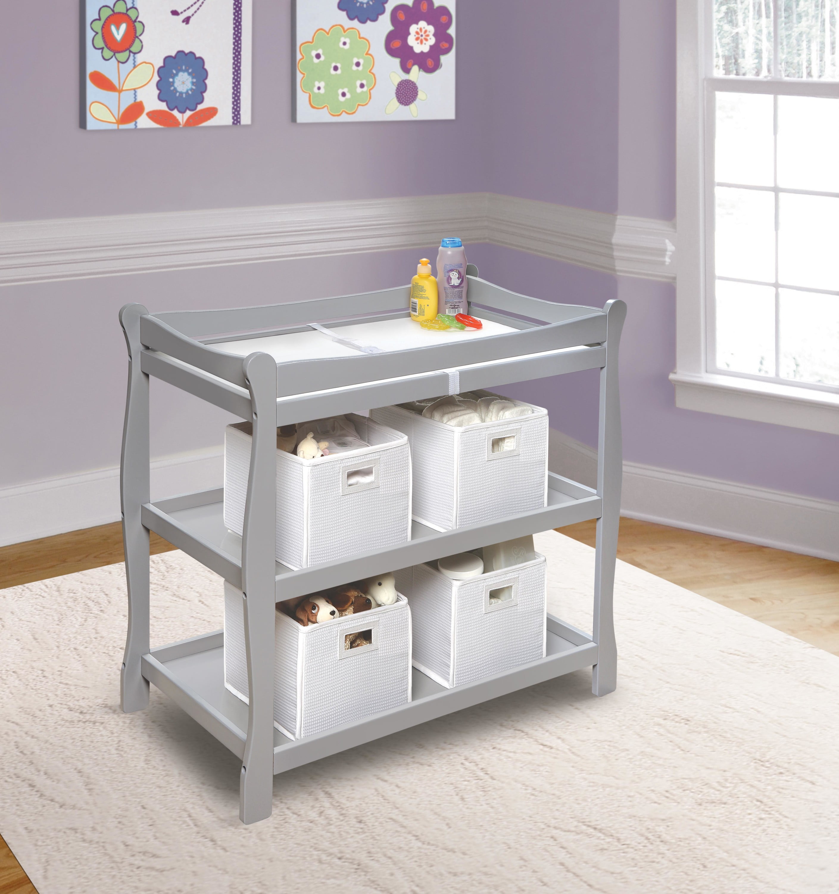 Badger Basket Sleigh Style Baby Changing Table - Gray