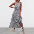 thumbnail image 5 of USSUMA Summer Dresses For Women 2022 Beach Women's Summer Boho One Shoulder Sleeveless Floral Print Ruffle Beach Party Tiered Maxi Dress Casual Swing Long Sundress, 5 of 7
