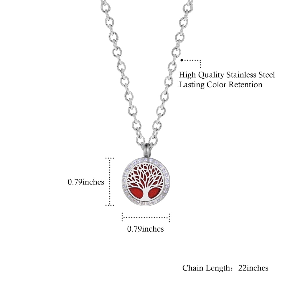 Anavia Aromatherapy Tree of Life Diffuser Crystal Rhinestone Necklace & Organic Gift for Wife Girlfrien Fiancee Essential Oil Anniversary Birthday Gift for Her Jewelry Gift Set Ships Next Day!