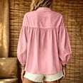 thumbnail image 6 of Ayolanni Ruched 2026 Spring Outfits 3/4 Sleeve Scoop Neck Cotton Linen Solid Blouse Button Down Tie Front Puff Ladies T-Shirt Tops for Women 2026 Pink S, 6 of 6