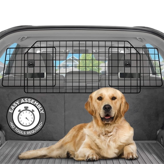 Pawple adjustable dog car barrier, universal fit for SUVs, cars, trucks, keeps pets safe and secure