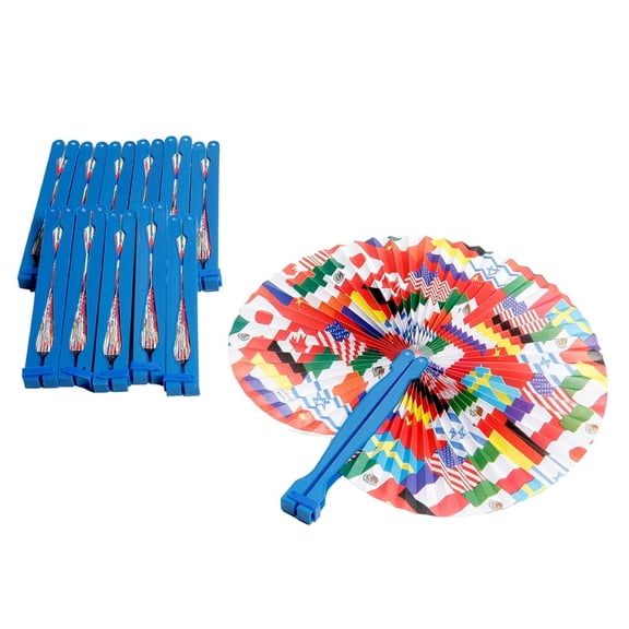 Fun Express Folding Flag Party Plastic Folding Fan, Comes with 12 Folding Fans, Multicolor, 12