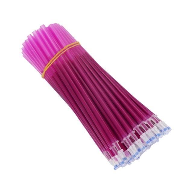 maskred 100Pcs 0.5mm Replacement Ink Erasable Pen Refills Business Fine Gifts Point Purple 13cm 1Set
