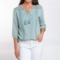 thumbnail image 6 of Elsie & Zoey Larisa XL Seabreeze Cotton Gauze 3/4 Bishop Sleeve Tie Blouse for Women, 6 of 7