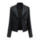 thumbnail image 2 of Veste de motard pour femme, Style Vintage, veste en cuir PU, col rabattu, tenue quotidienne, 2 of 9