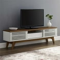 thumbnail image 2 of Allora Modern Particleboard Wood TV Stand for TVs up to 59" in White/Walnut, 2 of 10