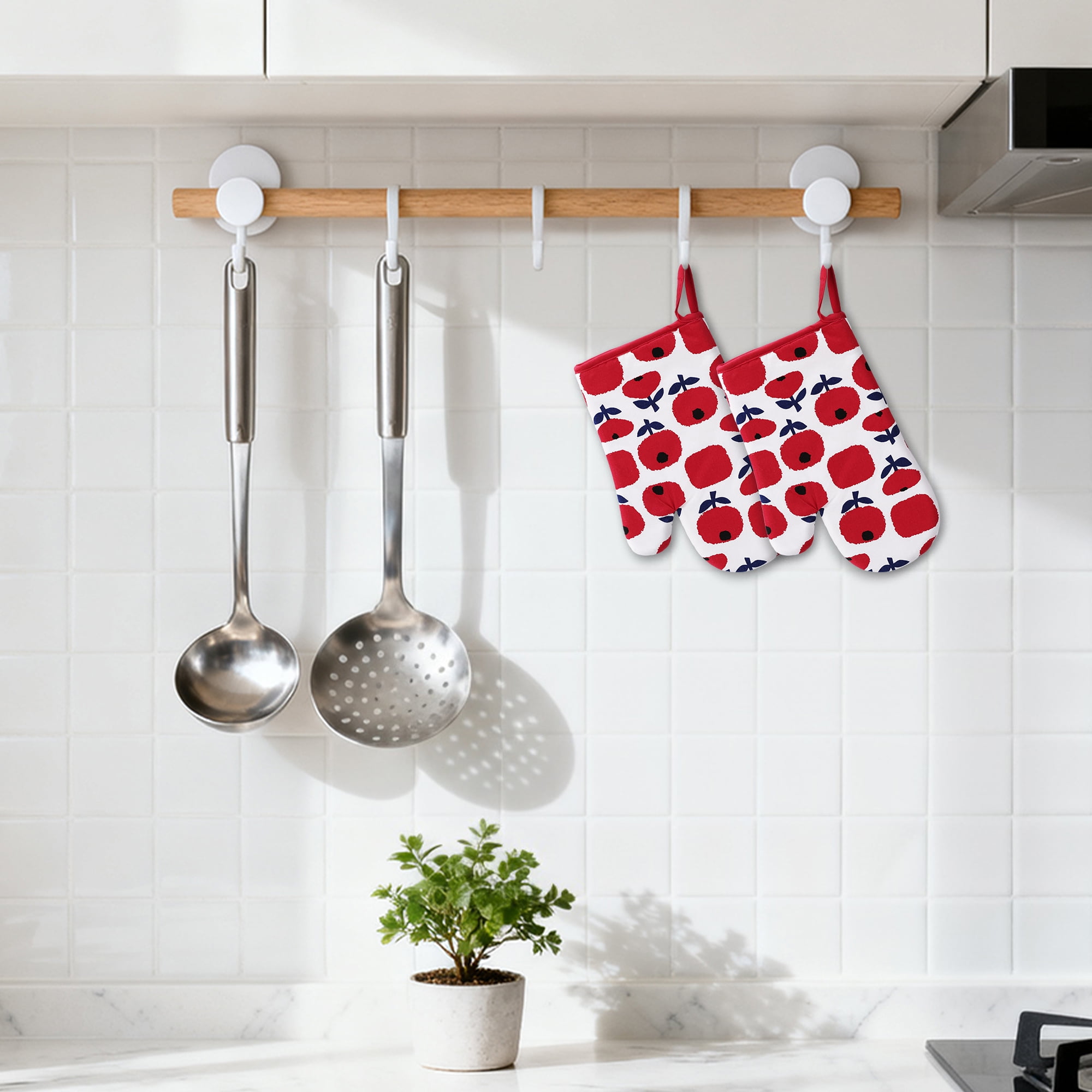 Unique Bargains Pot Holders Kitchen Oven Gloves Red 11x7.1inch