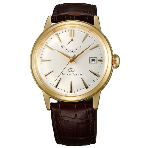 Orient Men's EL05001S Unisex Classic Champagne Dial Brown Leather Strap Power Reserve Automatic Watch