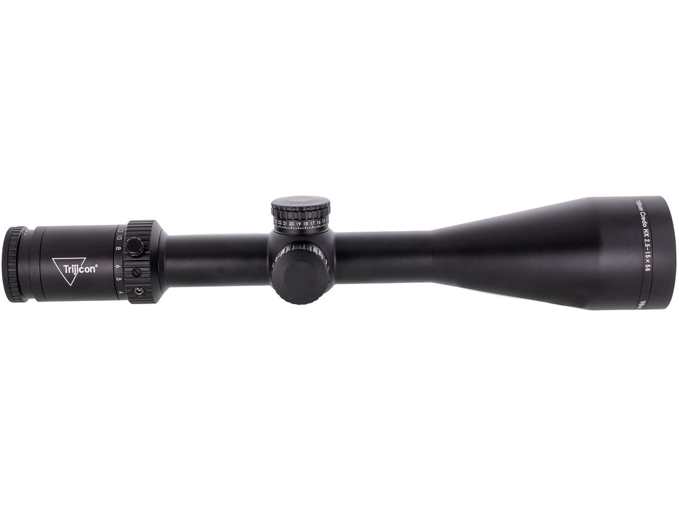 Trijicon Credo HX 2.5-15x56mm 30mm Tube Rifle Scope, Second Focal Plane, BDC Hunter Holds Reticle, Satin Black