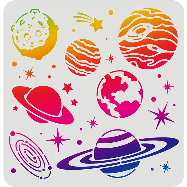 Planets Galaxy Drawing Painting Stencils Templates Plastic Planetary ...