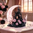 thumbnail image 2 of Black Gothic Castle on Pink Moon Acrylic Tabletop Ornament, Halloween Rose Floral Decor for Mantel Shelf Indoor Party Home Decoration, 2 of 3