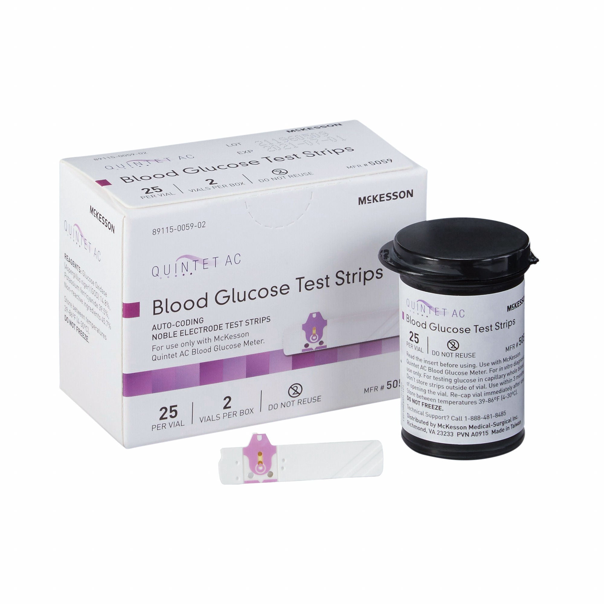 McKesson Quintet AC Blood Glucose Test Strips Diabetes Supplies, 50 Strips, 1 Pack