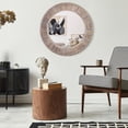 thumbnail image 4 of HOMCOM 31" Wood Wall Mirror, Round Mirror for Wall in Living Room, Bedroom, Rustic Brown, 4 of 9