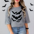 thumbnail image 3 of Halloween Bats Distressed - Womens Garment Dyed Tee, 3 of 11