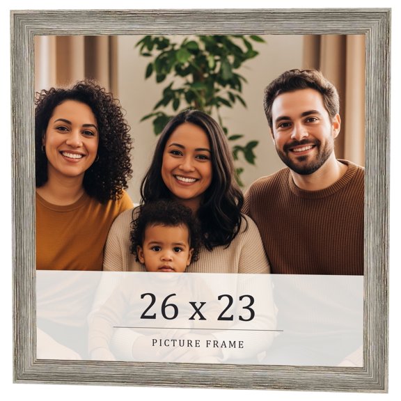 26x23 Frame Grey Solid Wood Picture Frame Width 1 Inches | Interior Frame Depth 0.5 Inches |