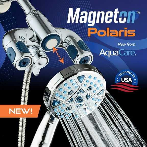 High Pressure Multi Zone 208 Setting Shower Head & Handheld 3-way Combo System - Magnetic Docking Handle, Stay-Clean Jets, 6 ft. Metal Hose, All Chrome Finish, Top American Brand