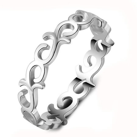 - Ginger Lyne Collection Willow Band Sterling Silver Scroll Filigree Eternity Wedding Bridal Ring