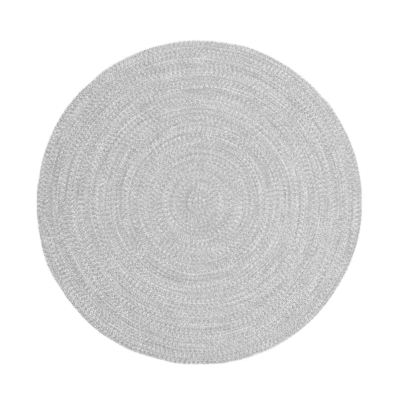 Superior Two-Toned Braided Round Indoor/ Outdoor Area Rug, Slate/ White, 6'