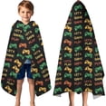 thumbnail image 3 of Multicolor Controllers Games Text Black Pattern Hooded Bath Towel，60"x35" for Ages 3 To 12 Kids, Quick Dry Lightweight Soft Microfiber Hood Beach Towel Cover Up for Kids, 3 of 7