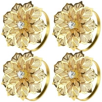 WHAMVOX 4 Pcs Elegant Metal Napkin Ring Creative Napkin Holders 5.3x5.3CM Golden