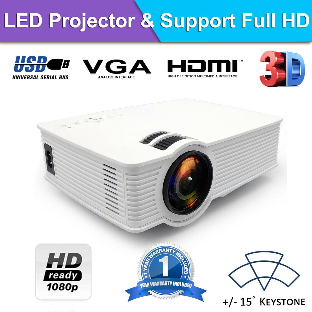 Portable 3D Full HD 1080P Projector LED Multimedia Home Theater HDMI 7000 Lumens 