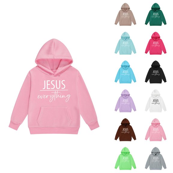 Girls Letter Print Hoodie Sweatshirt with Pocket Long Sleeve Crewneck Casual Jacket for Toddler to Big Kids