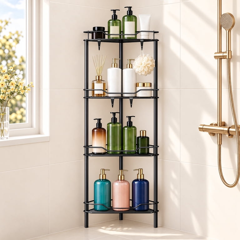 4-Tier Stainless Steel Freestanding Corner Shower Caddy photo 1