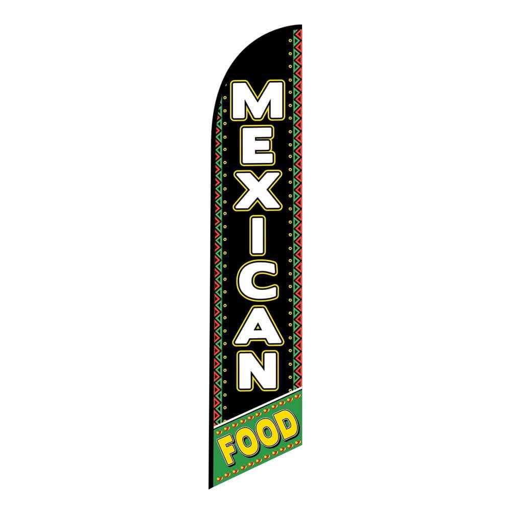 2 Two Pack Tall Swooper Feather Flags of Mexican Food and Tacos Burritos for outdoor Advertising Banners Replacement flags only